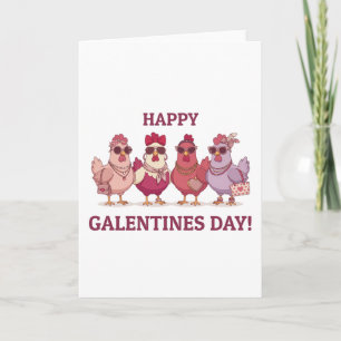 Tarjeta Festiva Feliz Día de Galentines Chicken Squad Lindas Galli