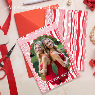 Tarjeta Festiva Feliz Día de Galentines Rayas Rosas Amigas para Si
