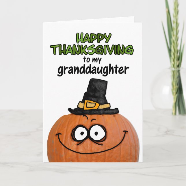 Tarjeta Festiva Feliz día de gracias a mi nieta (Anverso)