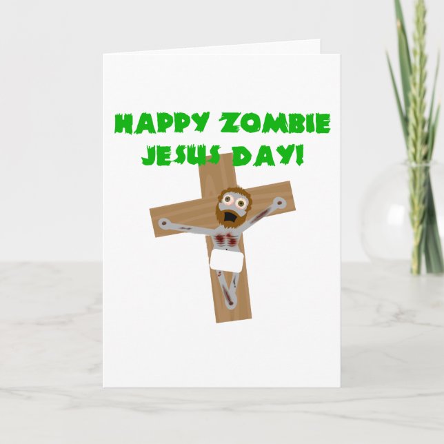 Tarjeta Festiva Feliz Día de Jesús de Zombie (Anverso)