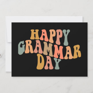 Tarjeta Festiva Feliz Día de la Gramática Retro Wavy