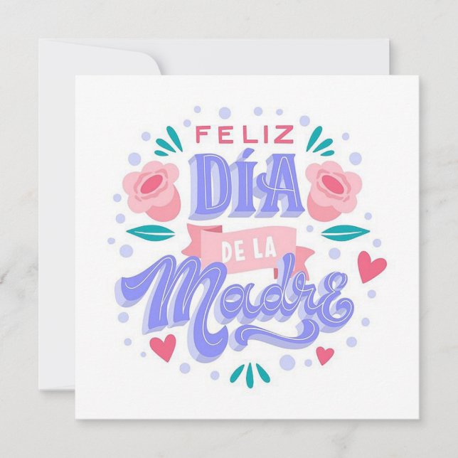 Tarjeta Festiva Feliz día de la madre (Anverso)