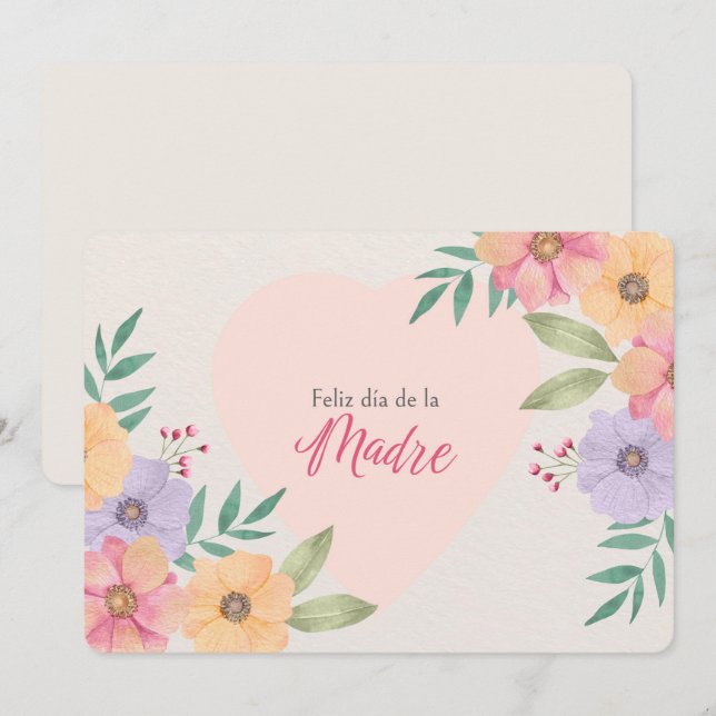Tarjeta Festiva Feliz día de la madre  (Anverso / Reverso)