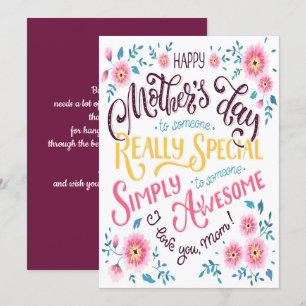 Tarjeta Festiva Feliz Día de la Madre a una mamá especial y aluc