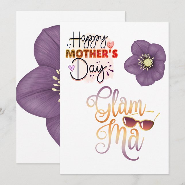Tarjeta Festiva Feliz Día de la Madre Abuela (Anverso / Reverso)