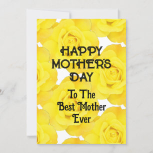 Tarjeta Festiva Feliz Día de la Madre Amarillo Floral Texto Person