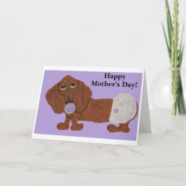 Tarjeta Festiva Feliz Día de la Madre Cachorro Dachshund