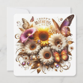 Tarjeta Festiva Feliz Día de la Madre con Calla Lilis, Sunflowers