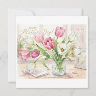 Tarjeta Festiva Feliz Día de la Madre con todo nuestro amor. 