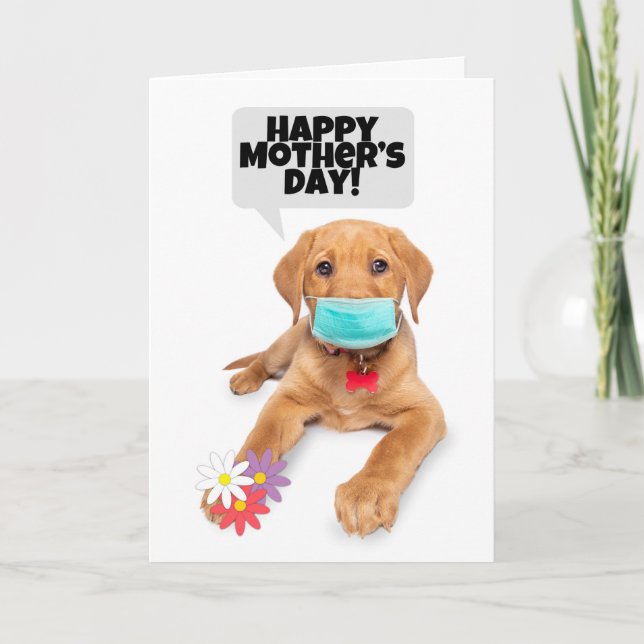 Tarjeta Festiva Feliz Día de la Madre con una máscara de flores (Anverso)