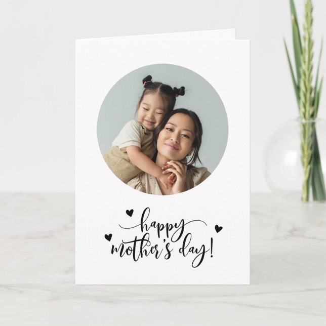 Tarjeta Festiva Feliz Día de la Madre Corazón de la Foto (Anverso)