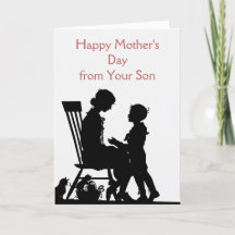 Feliz Día de la Madre desde el hijo, vieja silueta