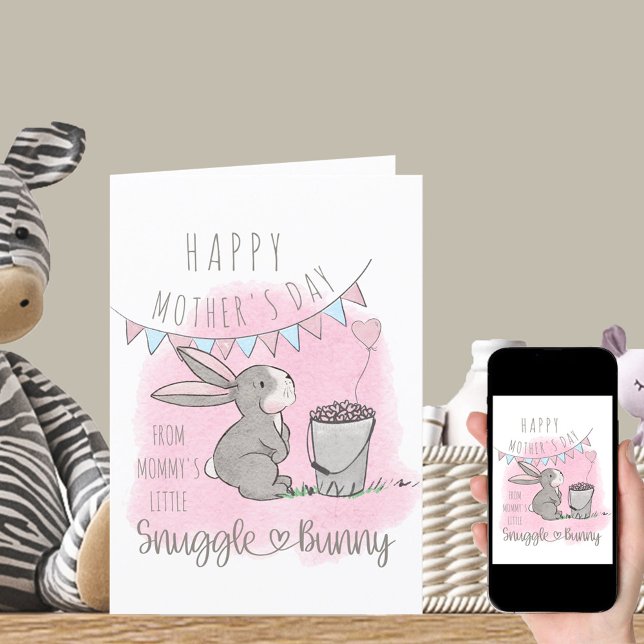 Tarjeta Festiva Feliz Día de la Madre desde el pequeño conejito ro (Subido por el creador)