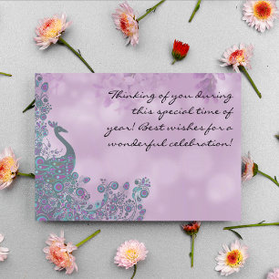 Tarjeta Festiva Feliz Día de la Madre, Diseño de Peacock Lavender,