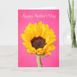 Tarjeta Festiva Feliz Día de la Madre Flor Amarilla sobre Rosa 