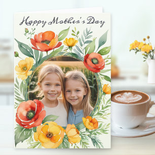 Tarjeta Festiva Feliz Día de la Madre Flor Silvestre Rústica Foto 