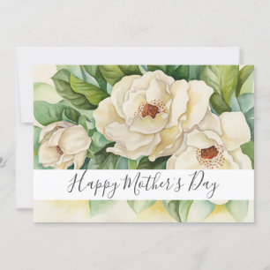 Tarjeta Festiva Feliz Día de la Madre Floral Magnolia Script
