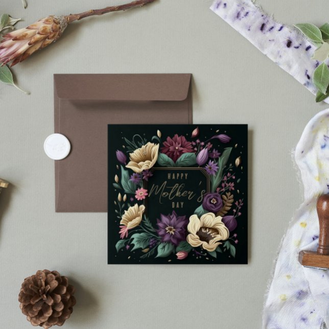 Tarjeta Festiva Feliz Día de la Madre Floral Mensaje de Personaliz (Subido por el creador)