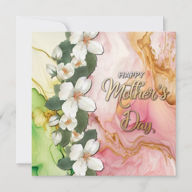 Tarjeta Festiva Feliz día de la madre, floral moderna (Anverso)