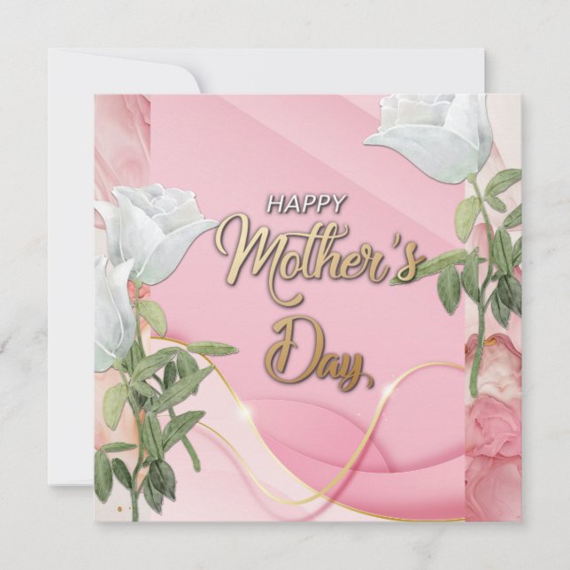 Tarjeta Festiva Feliz día de la madre, floral moderna (Anverso)