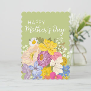Tarjeta Festiva Feliz Día de la Madre Florales en Flor