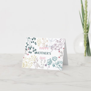 Tarjeta Festiva Feliz día de la madre Flores Silvestres Botánicas