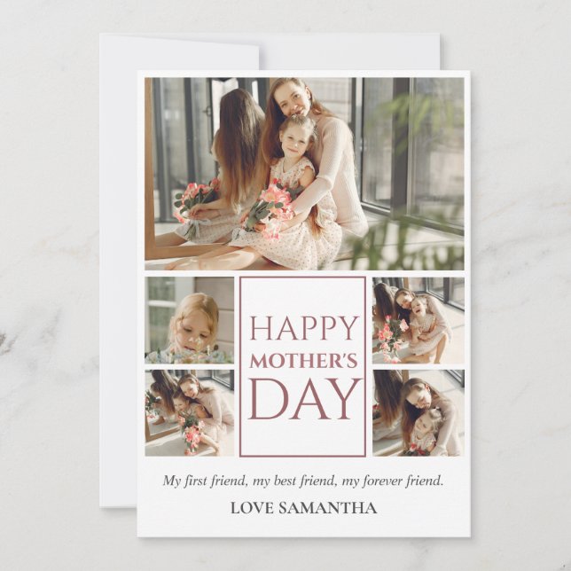 Tarjeta Festiva Feliz Día de la Madre | Foto de escritura moderna  (Anverso)