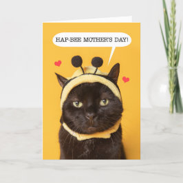 Tarjeta Festiva Feliz Día de la Madre Gatito Lindo con Sombrero de