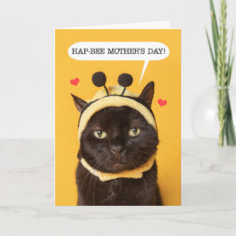 Tarjeta Festiva Feliz Día de la Madre Gato Lindo con Sombrero de A