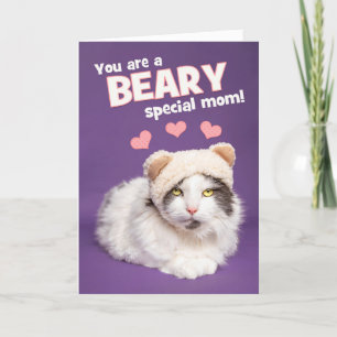Tarjeta Festiva Feliz Día de la Madre Gato lindo en el humor Gorra