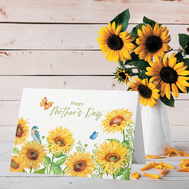 Tarjeta Festiva Feliz Día de la Madre Girasoles Acuarela Blank (Subido por el creador)