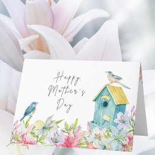 Tarjeta Festiva Feliz Día de la Madre Lillies Acuarela Pastel