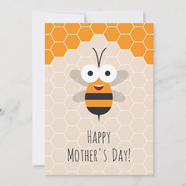 Tarjeta Festiva Feliz Día de la Madre lindo miel de abeja (Anverso)