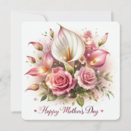 Tarjeta Festiva Feliz Día de la Madre Lirios Calla y Rosas