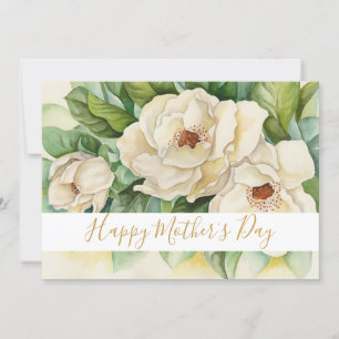 Tarjeta Festiva Feliz Día de la Madre Magnolia, guión de oro