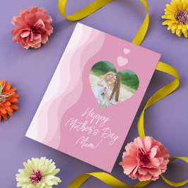 Tarjeta Festiva Feliz Día de la Madre MAMÁ moderna foto de corazón