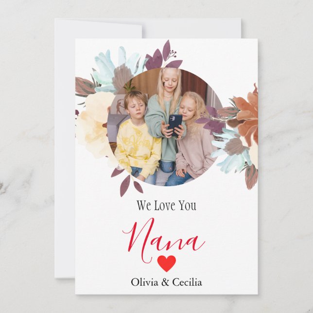 Tarjeta Festiva Feliz Día de la Madre, nana, foto simple de la abu (Anverso)