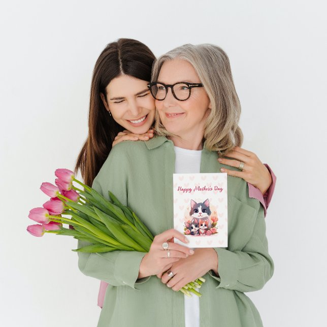 Tarjeta Festiva Feliz Día de la Madre Pastel Gato (Subido por el creador)