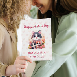 Tarjeta Festiva Feliz Día de la Madre Pastel Gato