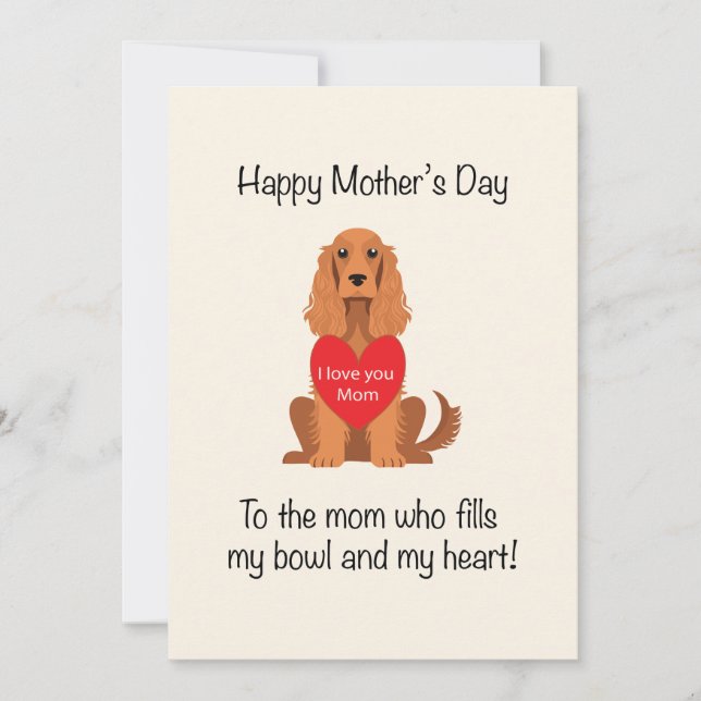 Tarjeta Festiva Feliz Día de la Madre Perro Mamá (Anverso)