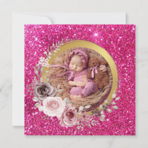 Tarjeta Festiva Feliz Día de la Madre rosa brillo foto 