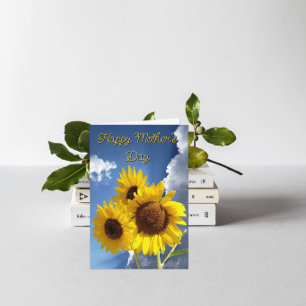 Tarjeta Festiva Feliz Día de la Madre Trío de Girasoles Cita