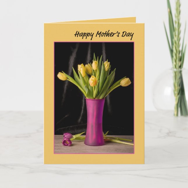 Tarjeta Festiva Feliz Día de la Madre Tulipanes Hermosos (Anverso)