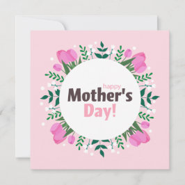 Tarjeta Festiva Feliz Día de la Madre Tulipanes Rosas Planos