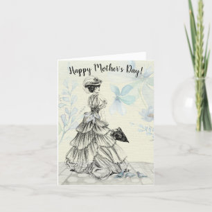 Tarjeta Festiva Feliz Día de la Madre, victoriana, pájaros de Para