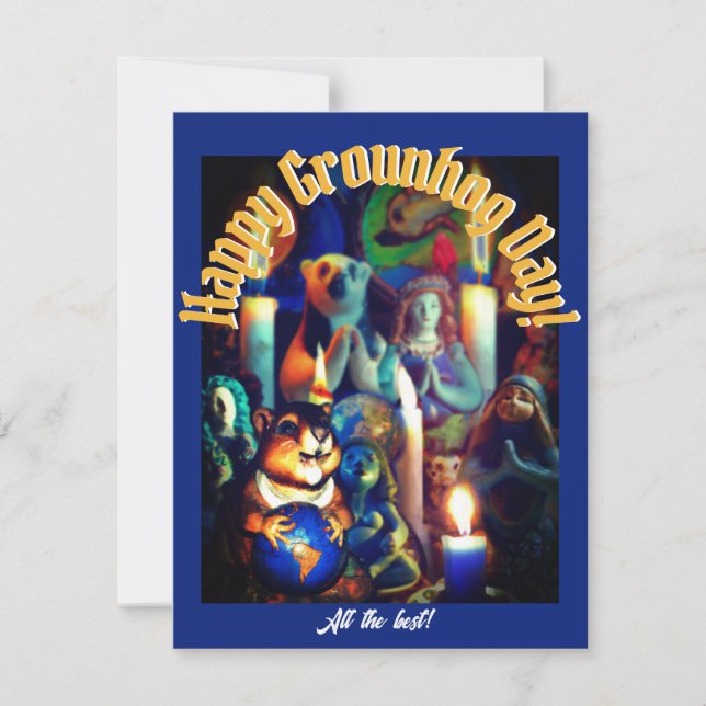 Tarjeta Festiva Feliz Día de la Marmota (Anverso)