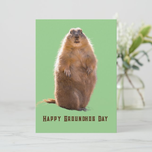Tarjeta Festiva Feliz Día de la Marmota Graciosa (Anverso de pie)