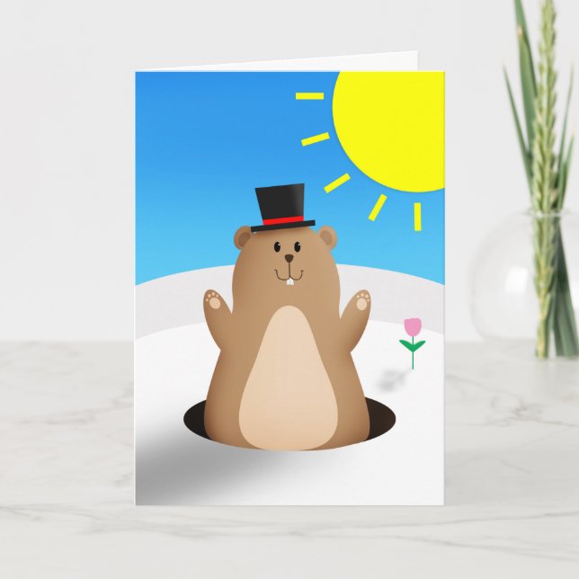 Tarjeta Festiva Feliz Día De La Marmota Para Cualquiera De Los Ter (Anverso)