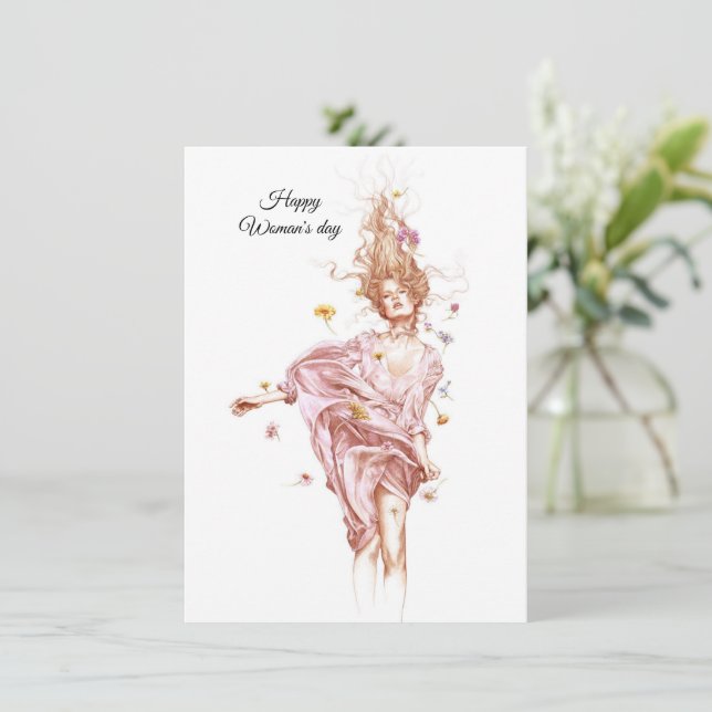 Tarjeta Festiva Feliz día de la mujer (Anverso de pie)