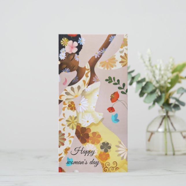 Tarjeta Festiva Feliz día de la mujer (Anverso de pie)